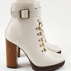 NEW Shoedazzle Women Beige Fall Winter Ankle Boots Size 6.5 US